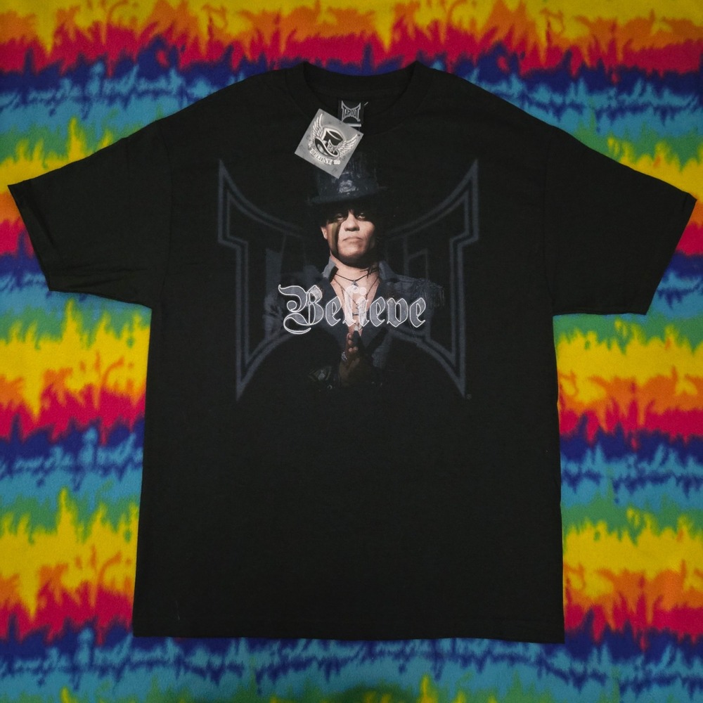 Deadstock Y2K Tapout Believe MMA Graphic T-Shirt Black Mens XL New With Tags